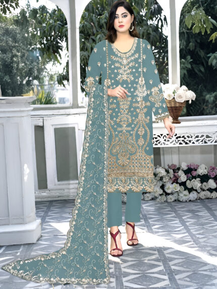 Silk Satori U-126 Gulaal Embroidered Chiffon